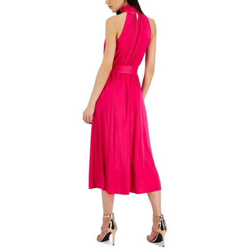 Anne Klein Womens Cut-Out Ruched Midi Dress