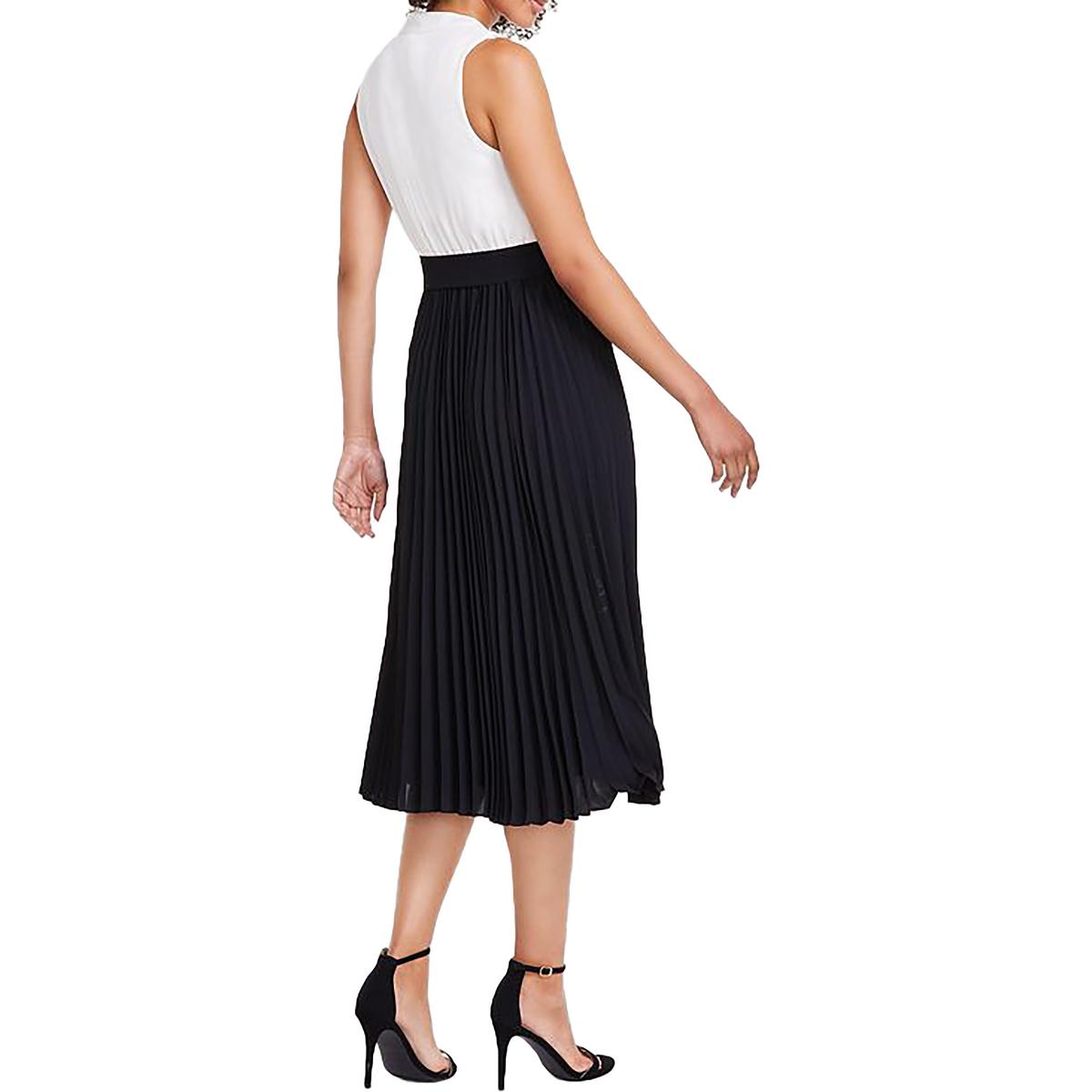 Anne Klein Womens Pleated Sleeveless Midi Dress